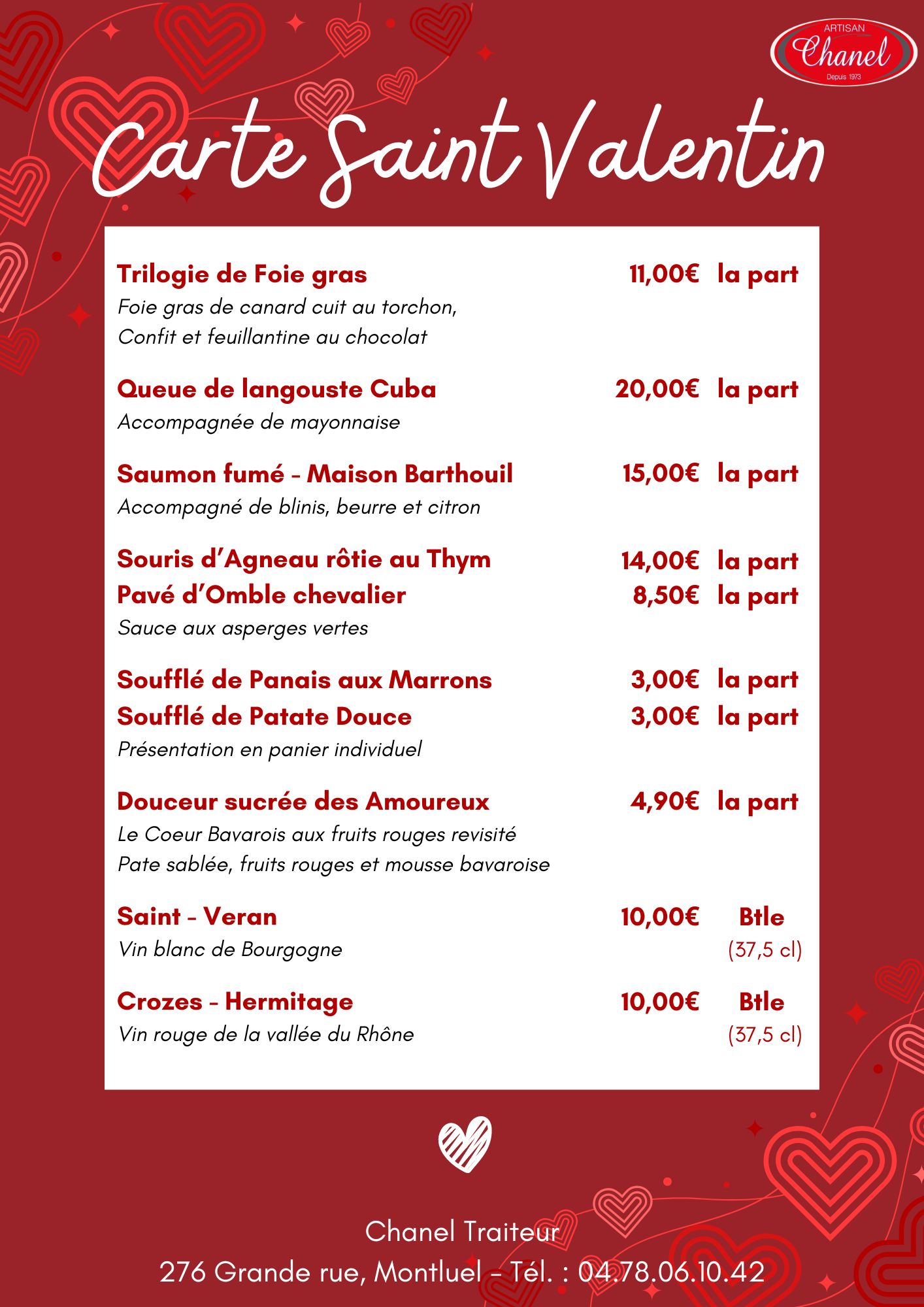 Carte-St-ValentinChanel Carte Saint Valentin 2024 Traiteur CHANEL La cotière